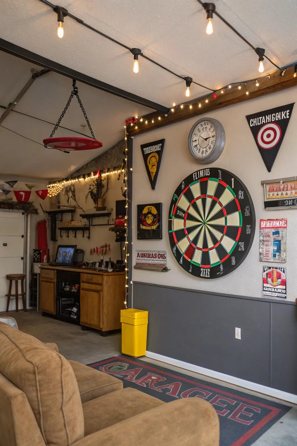 A dartboard promotes friendly competition without significant expense.
