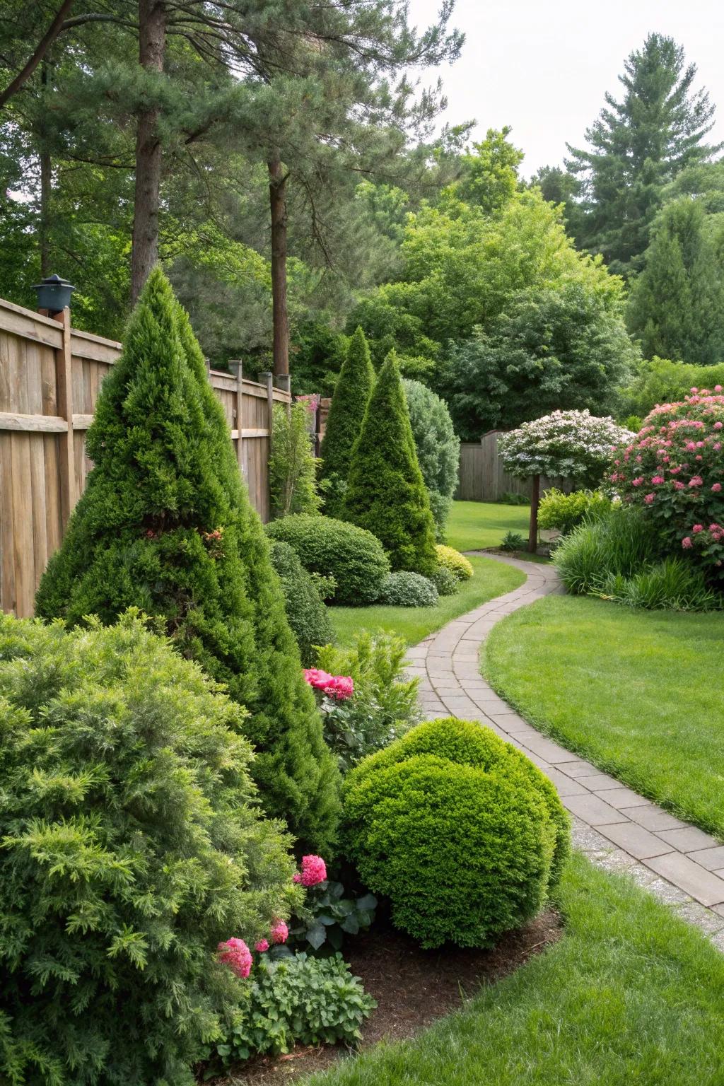 Evergreen bushes that guarantee a consistently vibrant landscape.