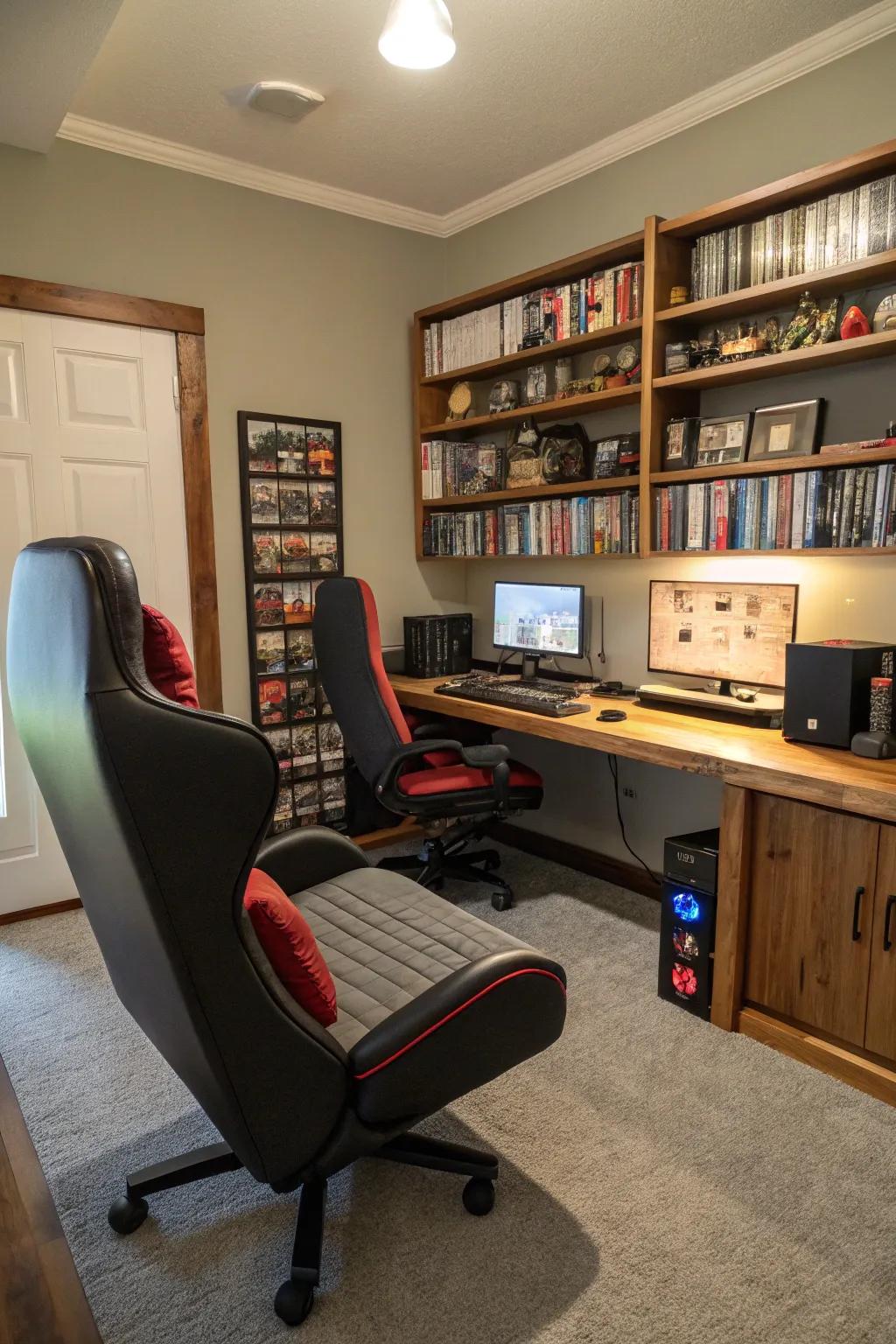 A gaming area provides a perfect escape for relaxation.