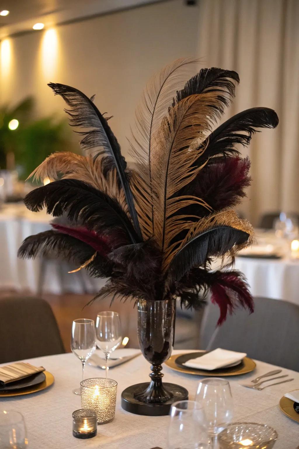 Plumes contribute drama and elegance to your centerpiece.
