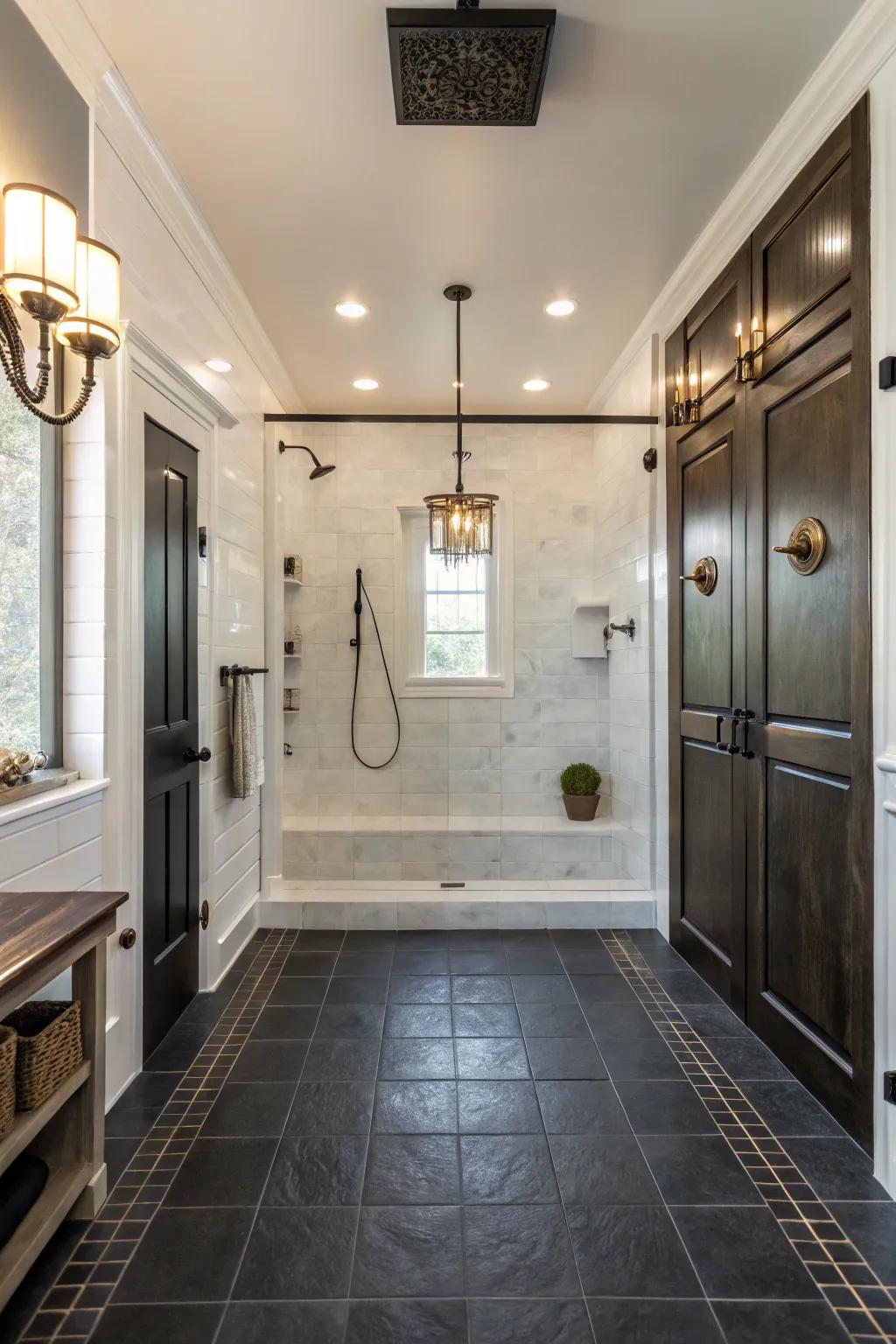 Contrast introduces an element of drama to your shower design.