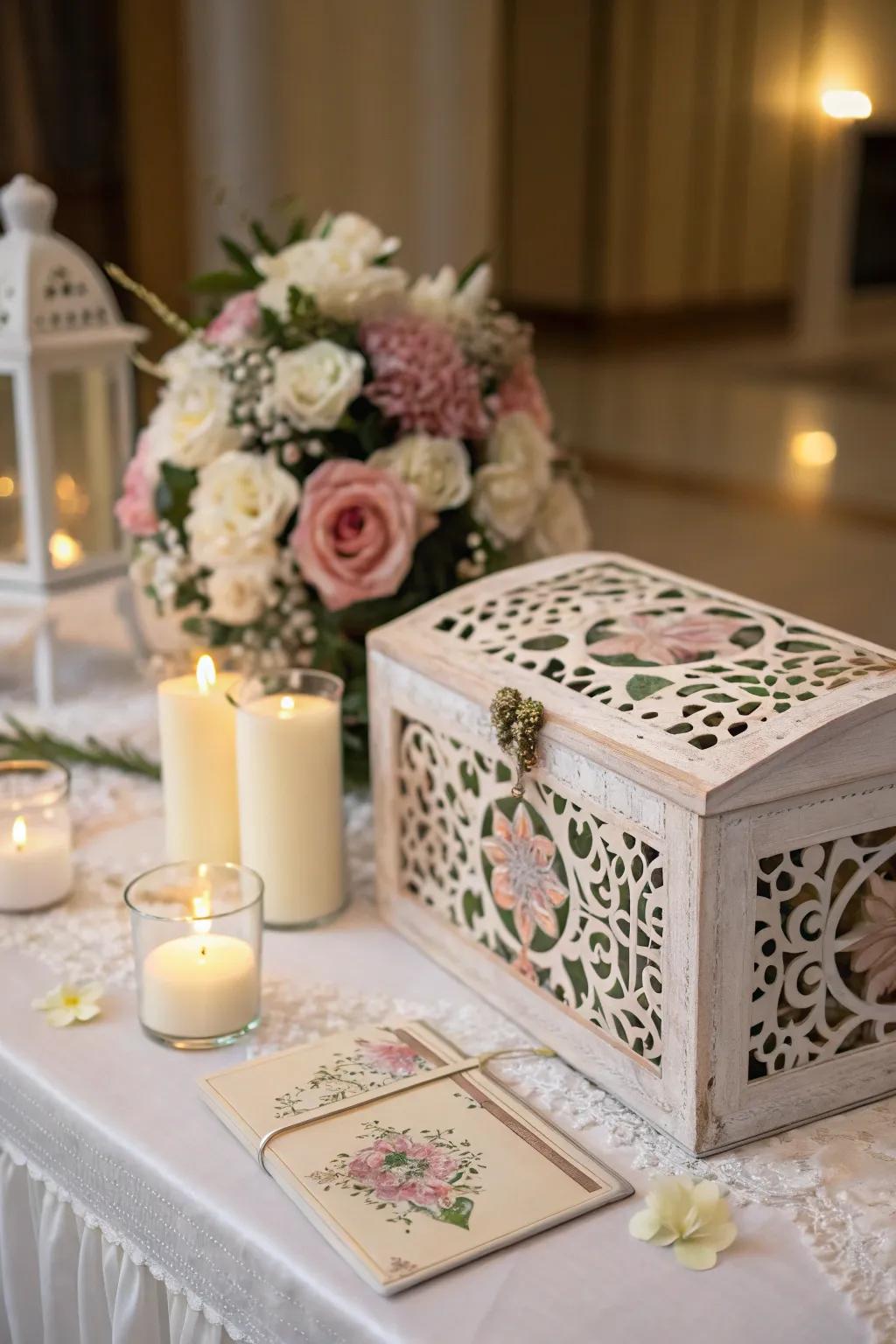 A keepsake container invites guests to share their thoughts and memories.