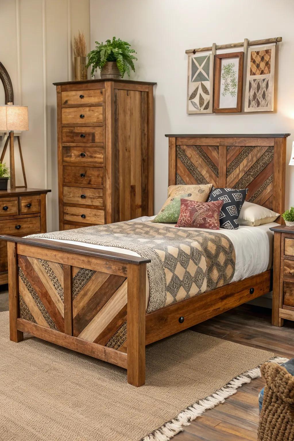 Different wood grains add texture and intrigue.