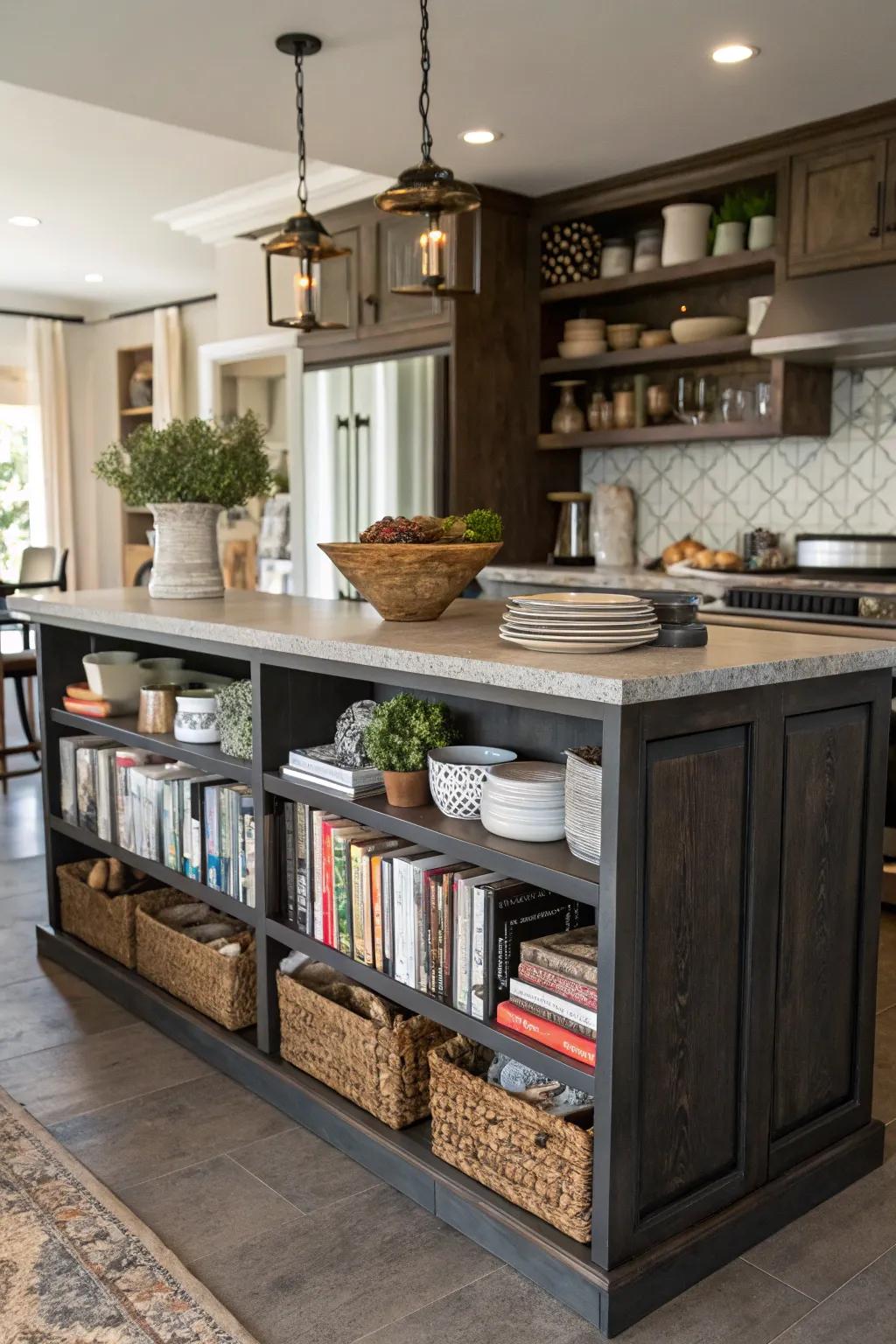 Open shelves combine usefulness and style.