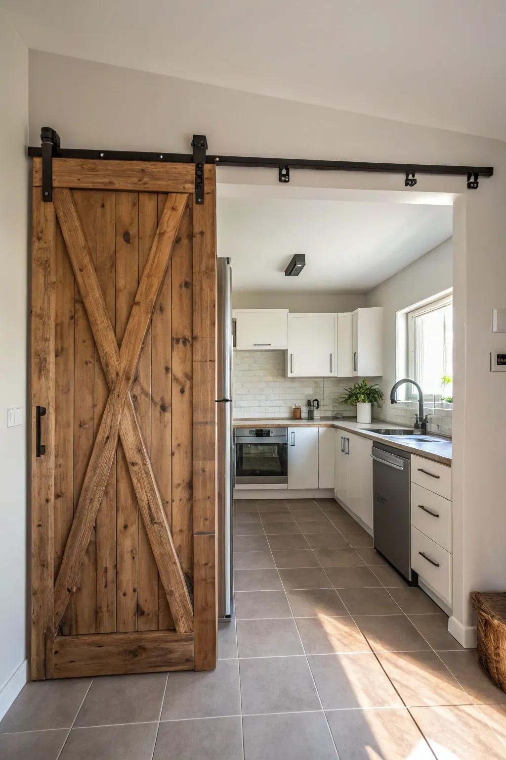 Sliding barn doors enhance space efficiency, making them ideal for smaller rooms.