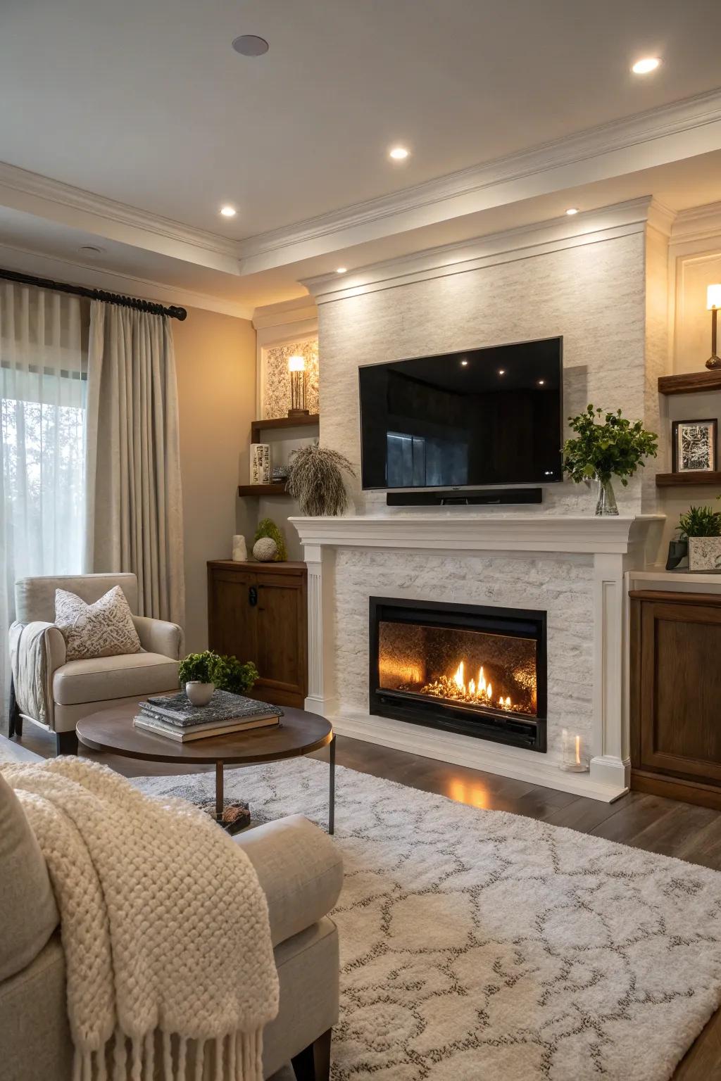 Floating TV frames fashion a cohesive tech and decor blend.