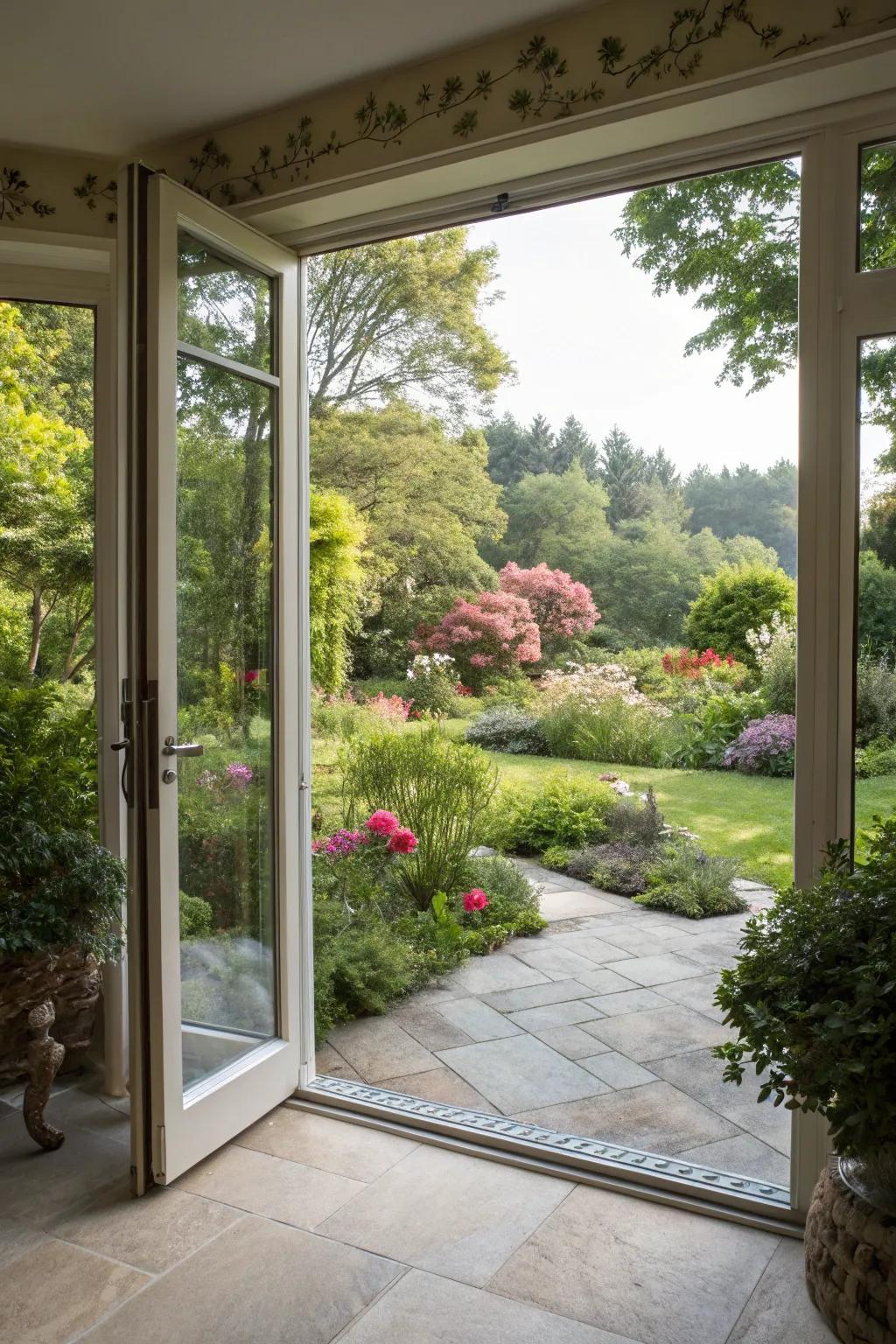 Corner openings for a wide garden experience.