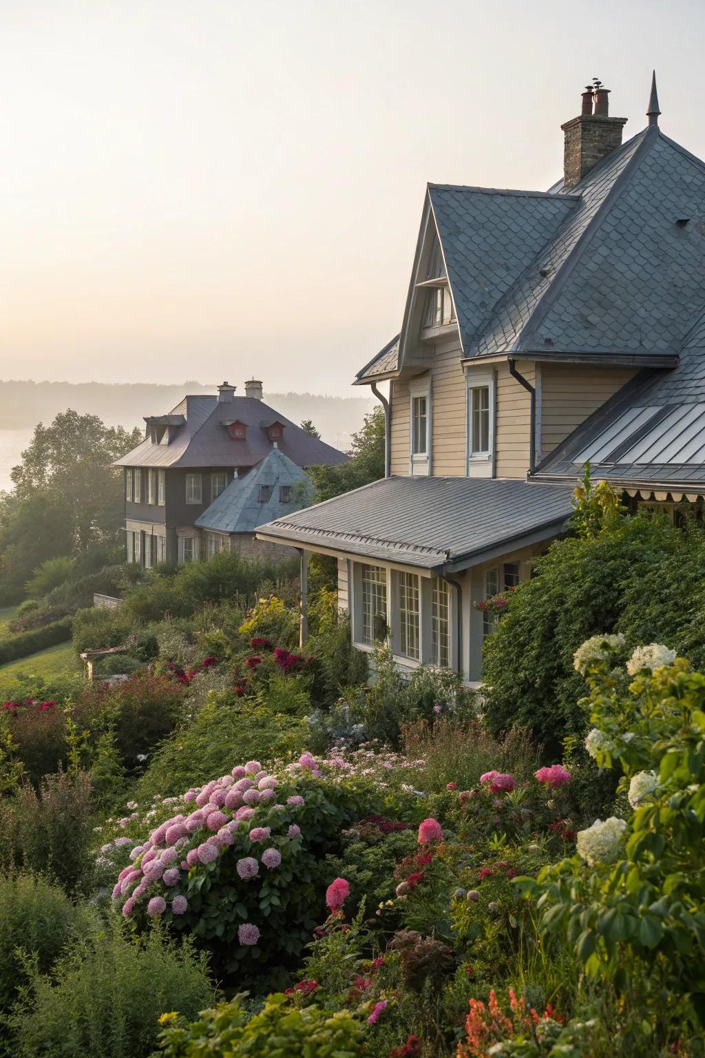 Varied rooflines create a dynamic, engaging exterior.
