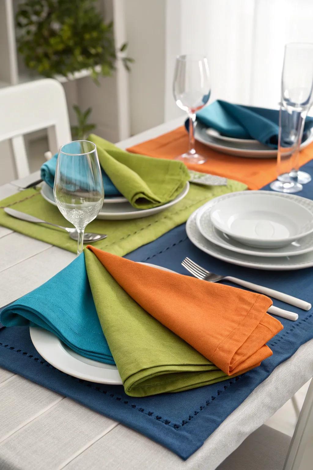 Daring shades introduce an unexpected twist to your table.