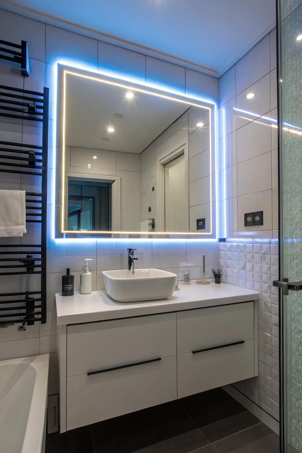 Advanced light-emitting diode ribbons provide a modern advantage to bathrooms.