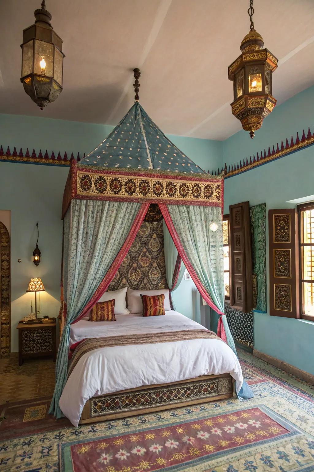 Dreamy drapery can turn your bed into a romantic, Moroccan sanctuary.