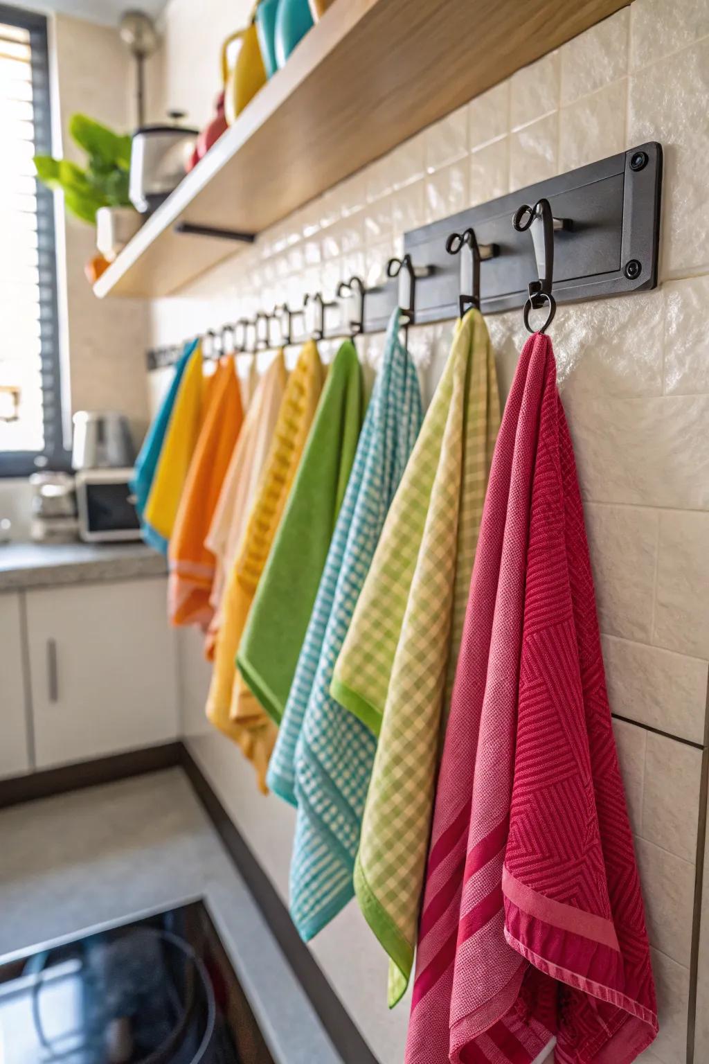 Wall-mounted holders provide a unique and space-saving napkin storage option.