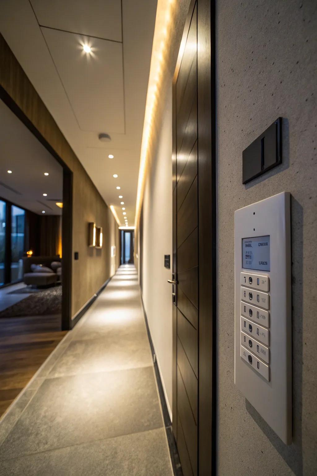 Dimmers allow you to control the ambiance of slender hallways.