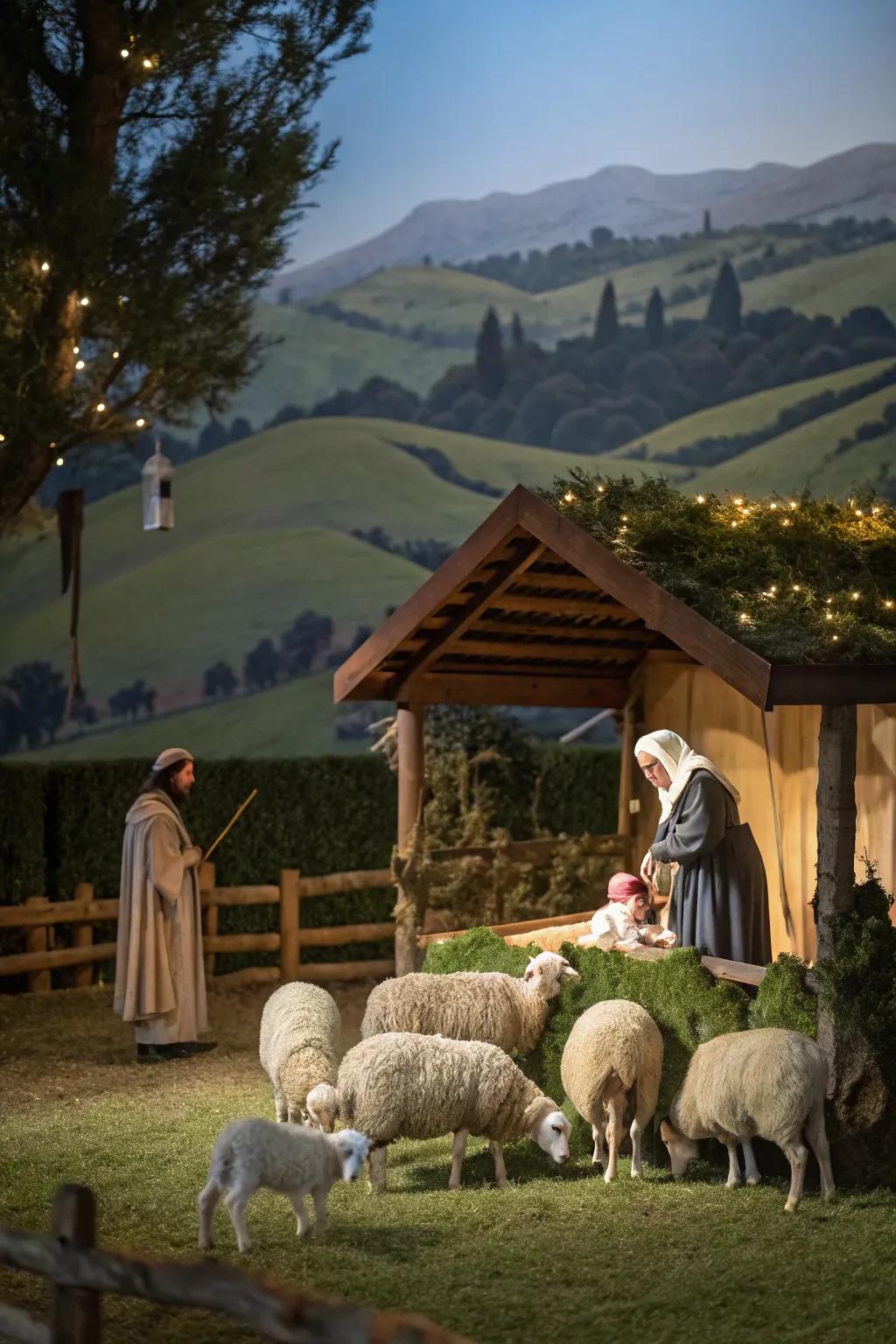 Shepherds and sheep introduce a rustic, country charm to your nativity scene.