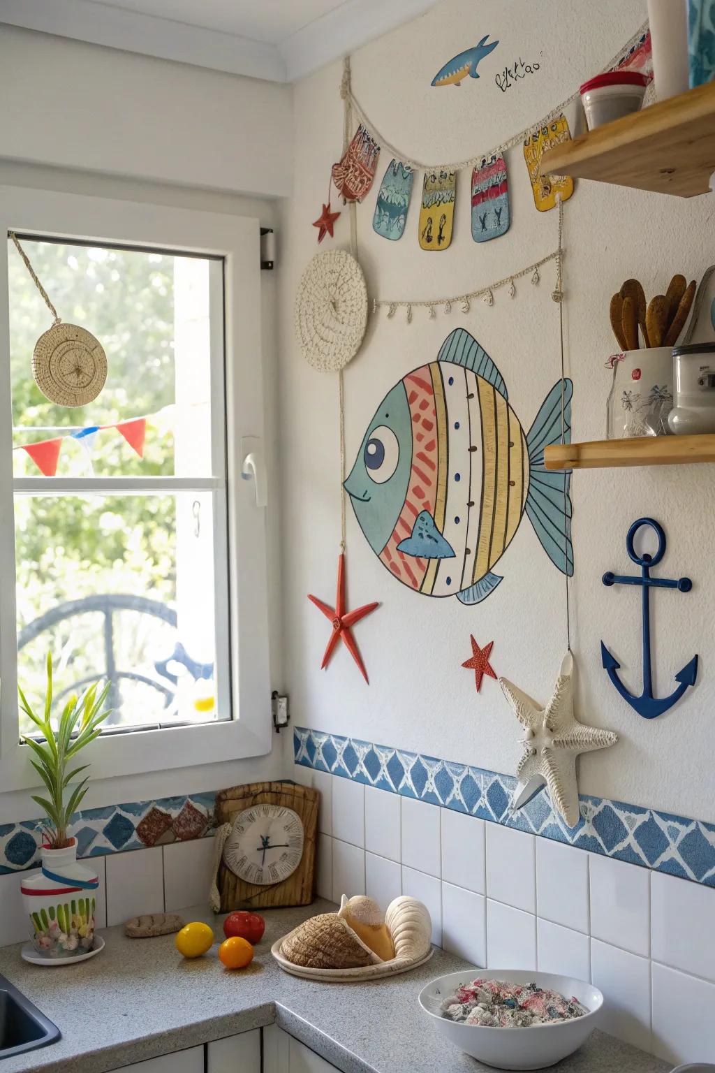 Marine creature art introduces a vibrant and playful aspect to your decor.