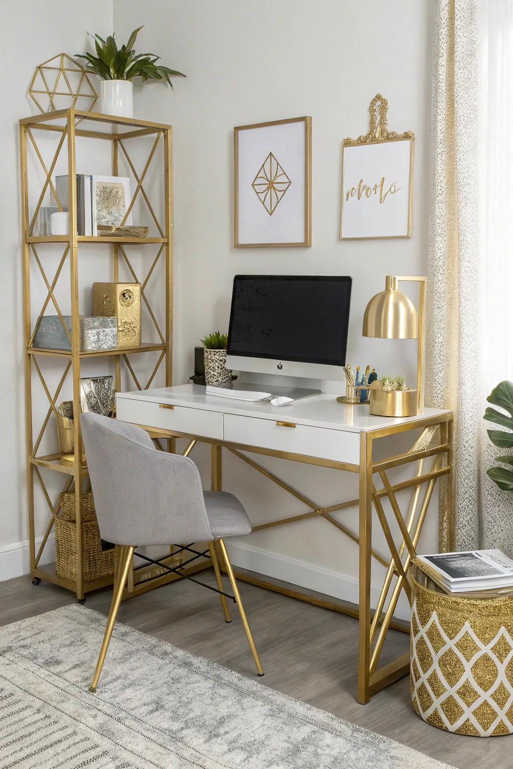 Metallic accents infuse a touch of sophistication and allure.