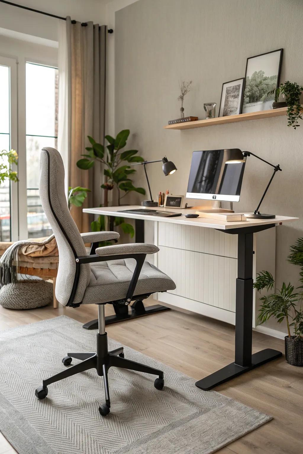 Ergonomic furniture supports comfort and productivity.