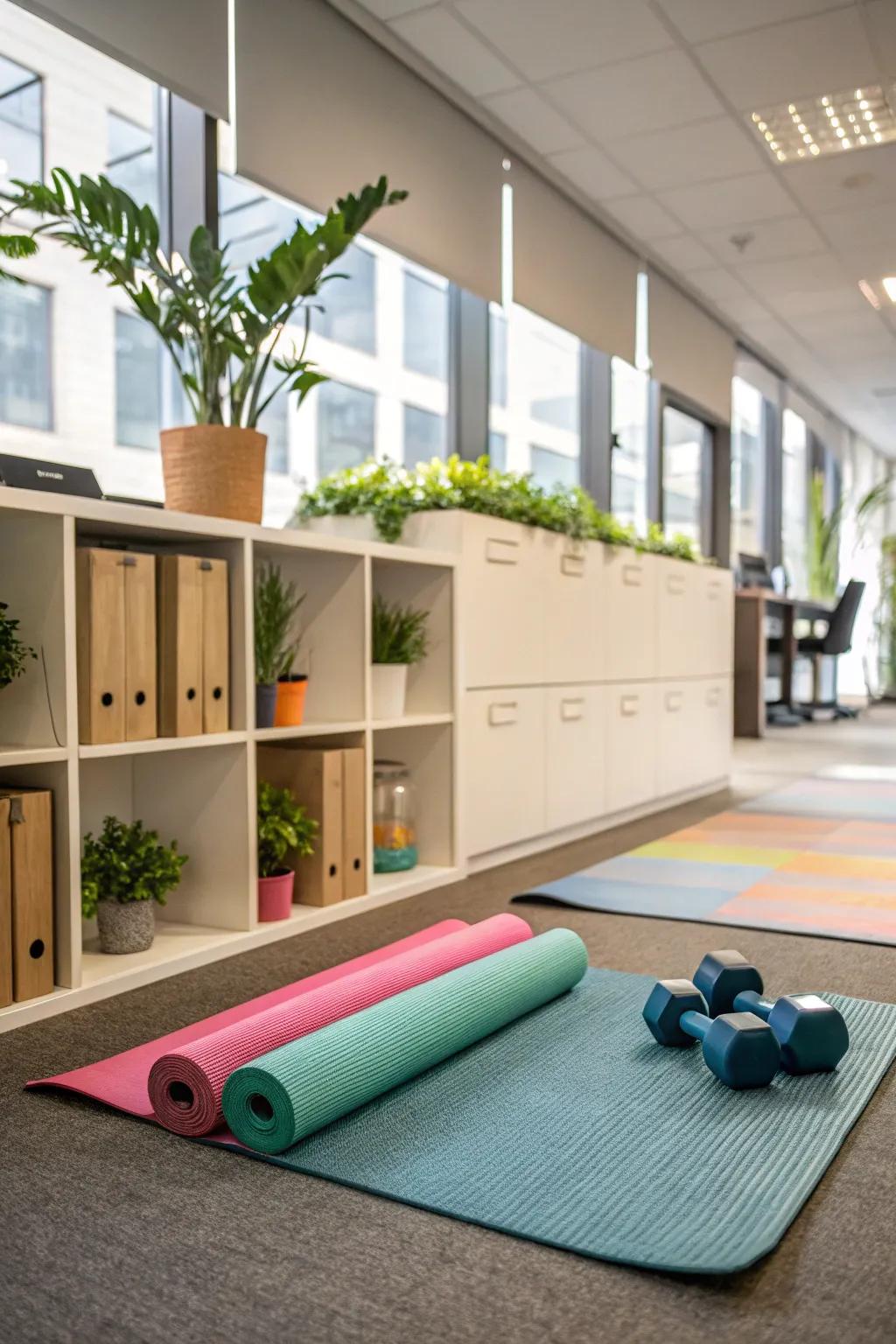 A compact workout spot for quick exercise breaks.