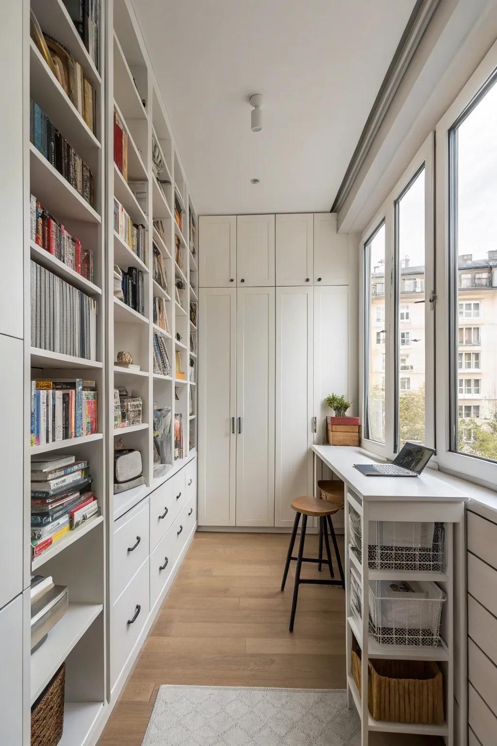 Vertical space provides additional storage possibilities.