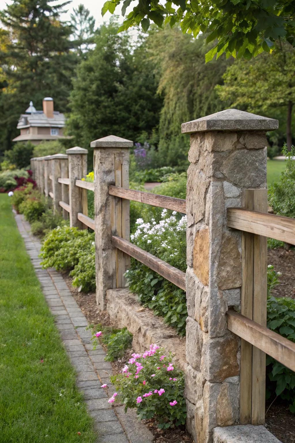 Attain a unique style by mixing materials in your fence design.