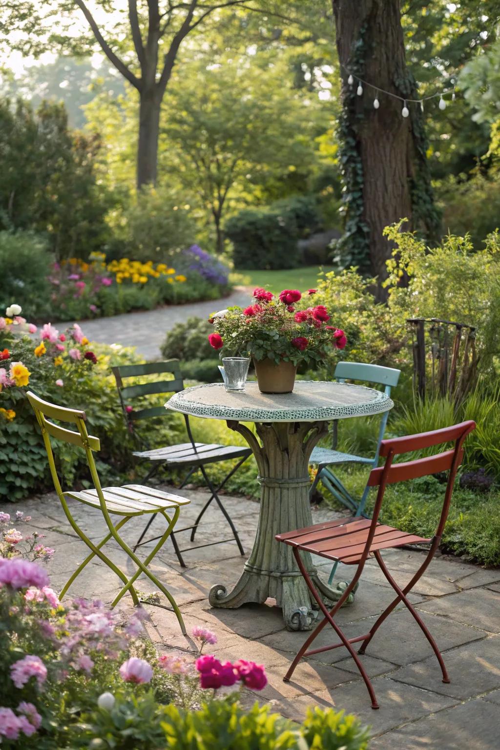 Showcase personality through an eclectic mix of mismatched seating.