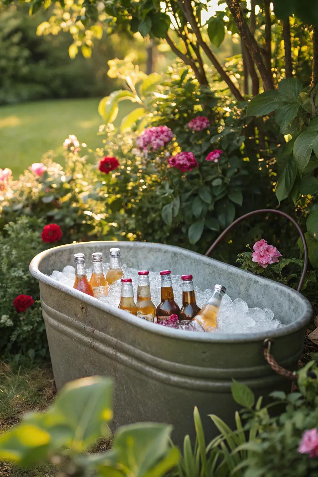 A beverage container with an ice ring is both functional and decorative.