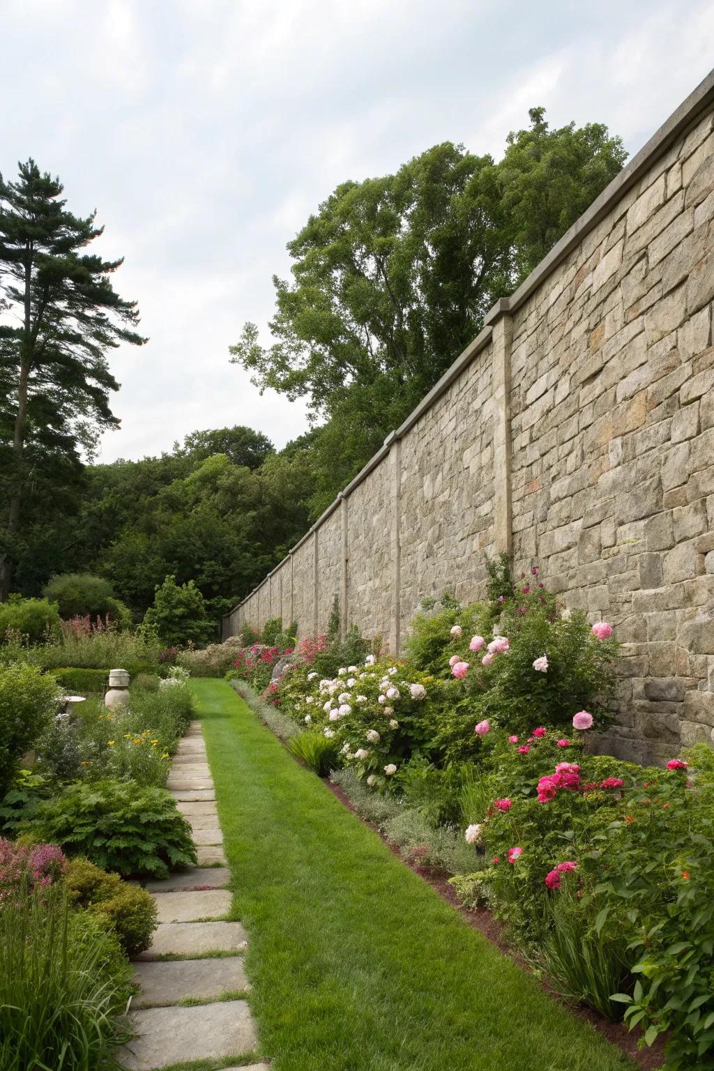 Stone walls provide both seclusion and beauty.