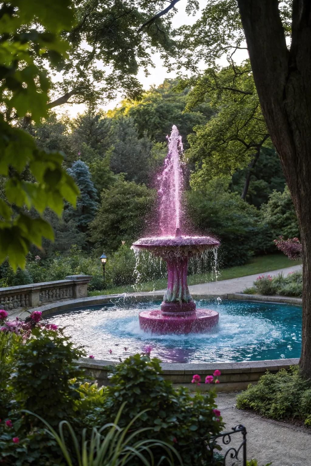 A water display creates a visual reveal.