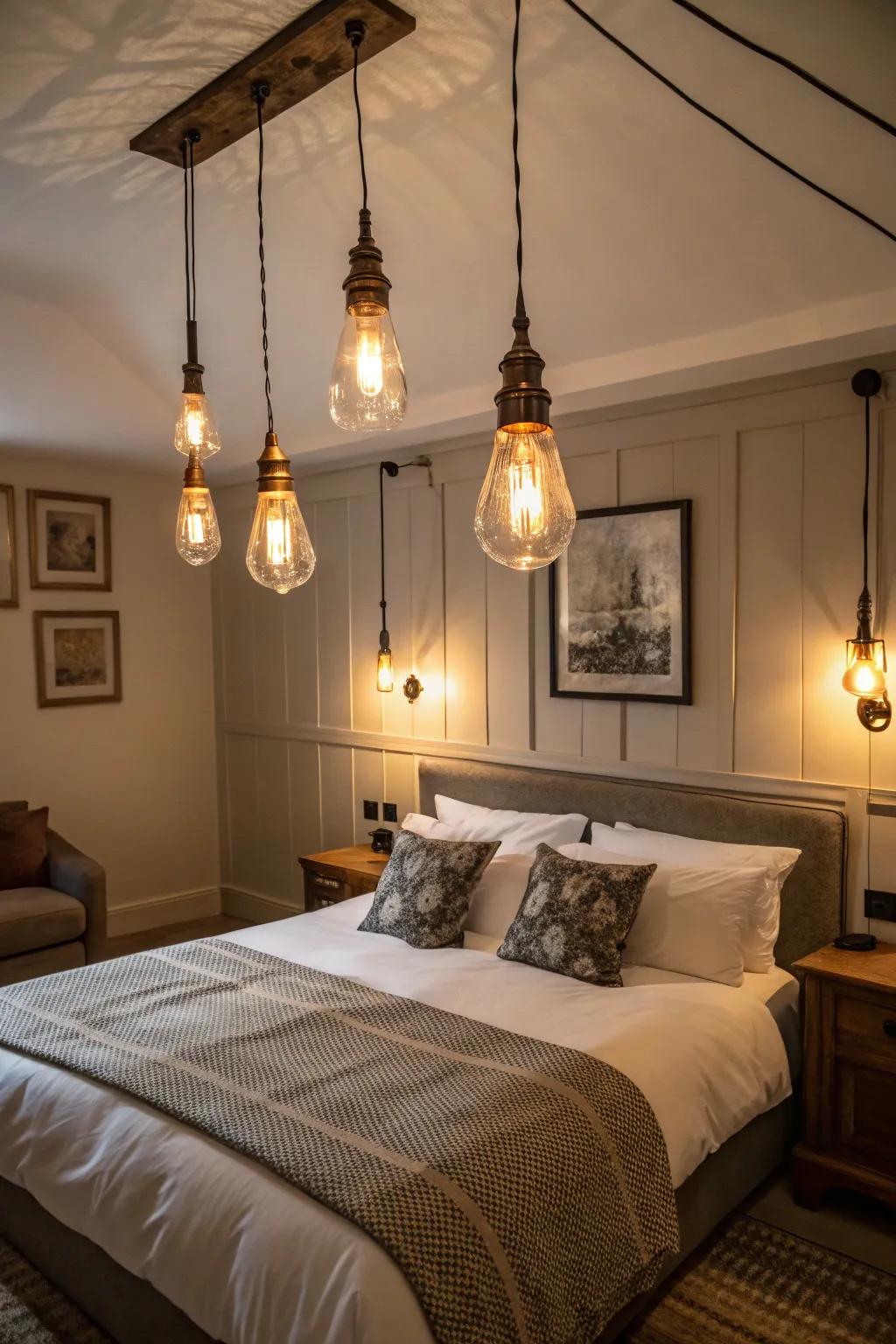 Edison bulbs evoke vintage allure.