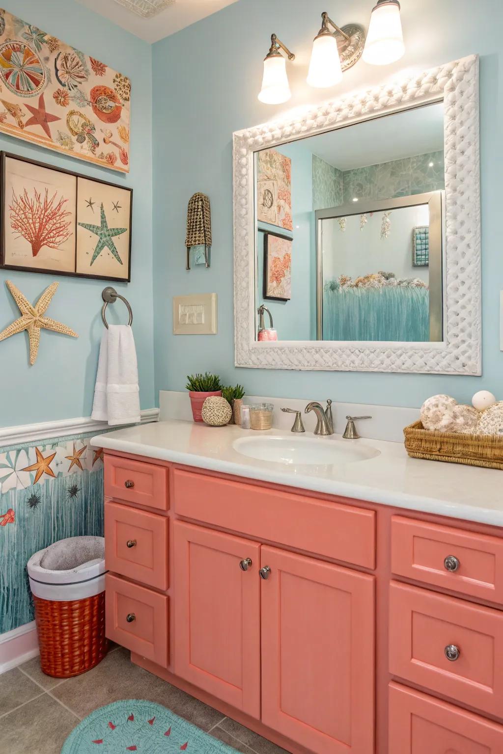 Sea shell vanities add a charming and cheerful touch.