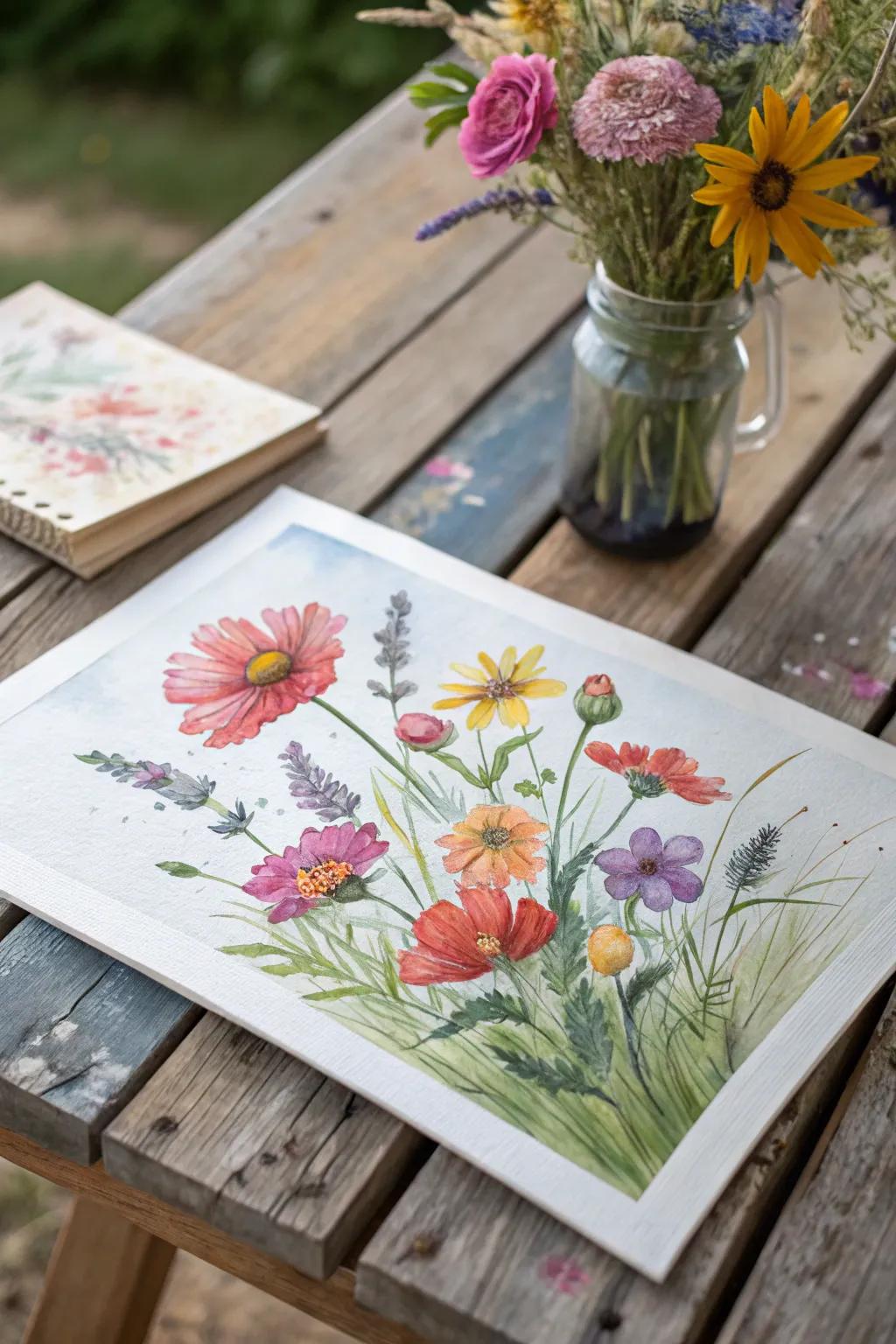 Watercolor wild blossoms bring the allure of the outdoors inside.