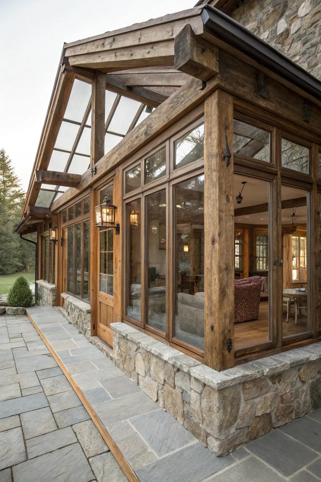Embrace countryside charm via natural materials inside your boundary.