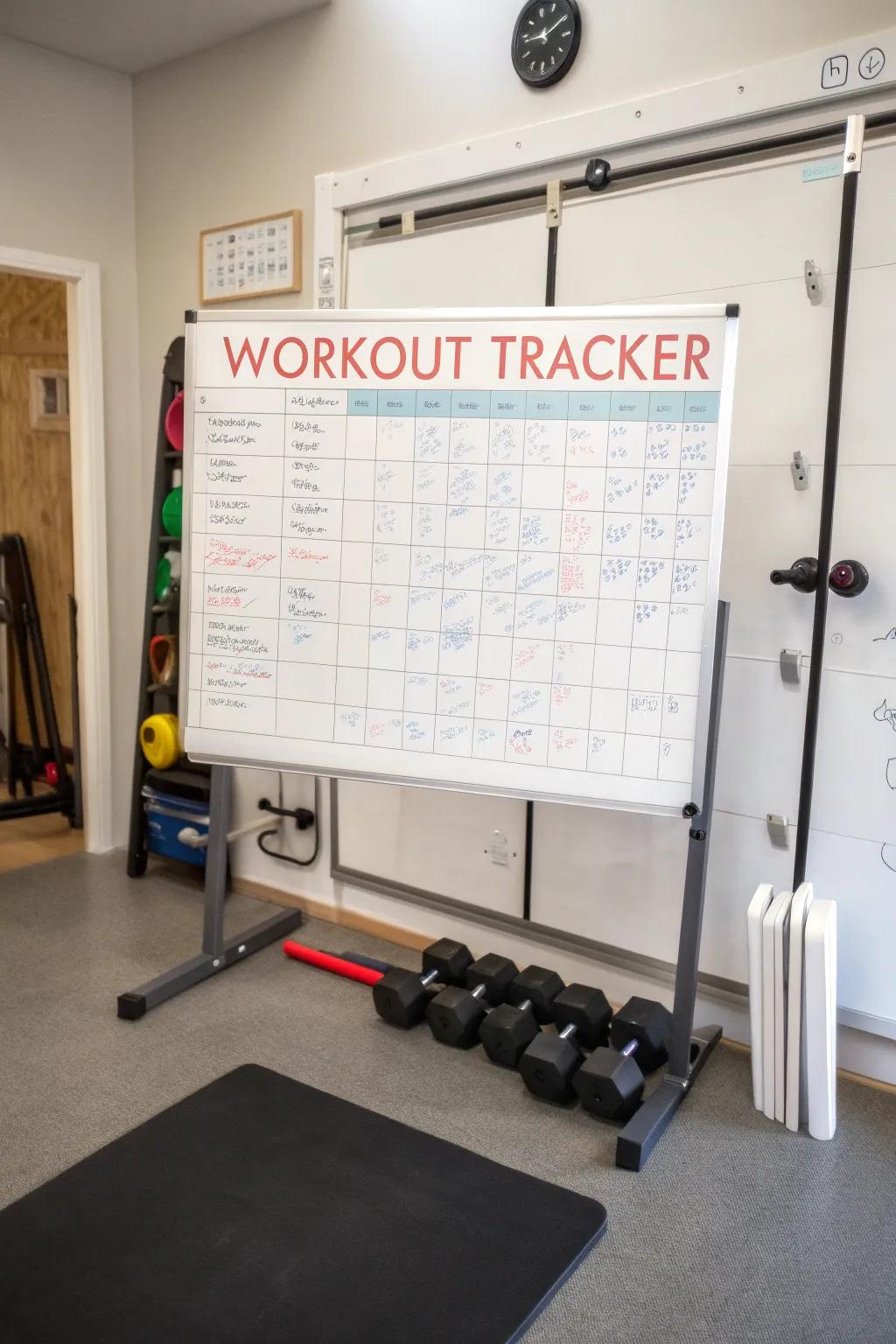 Keep your fitness goals on track with a whiteboard workout tracker.