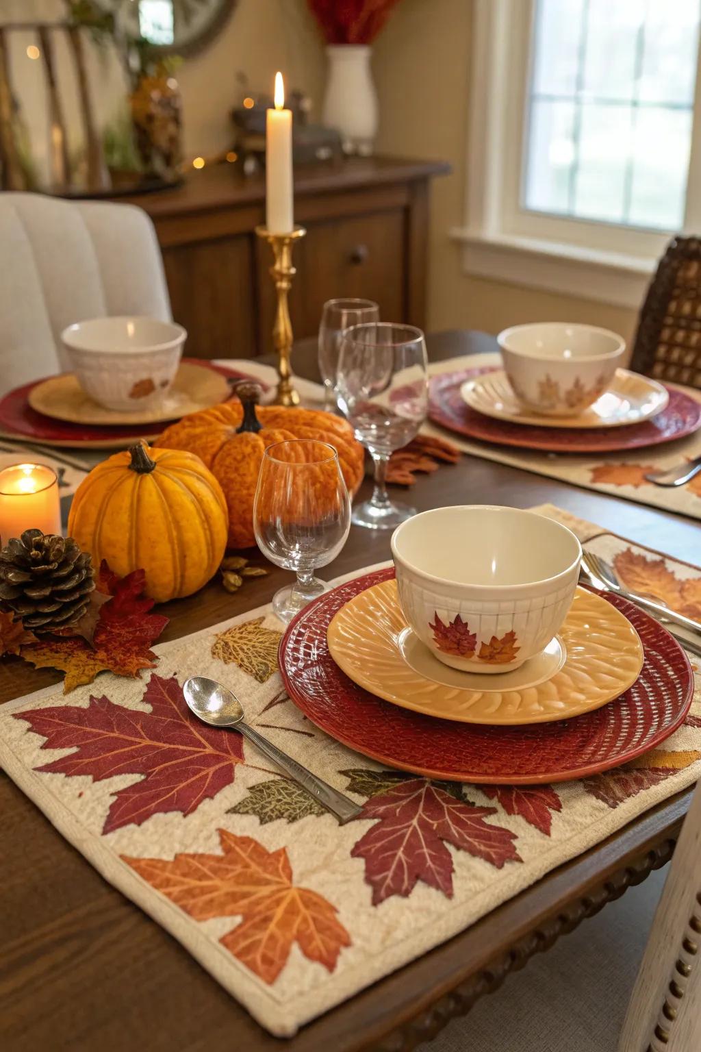 Seasonal placemats keep your dining space in harmony with the time of year.
