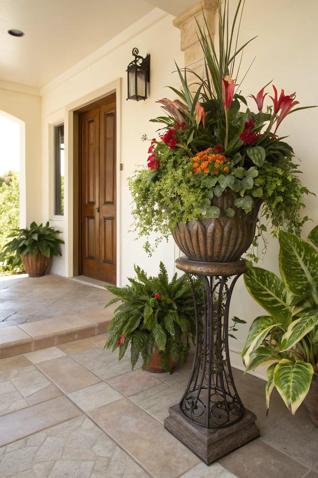 Create an impact with oversized botanical platforms.