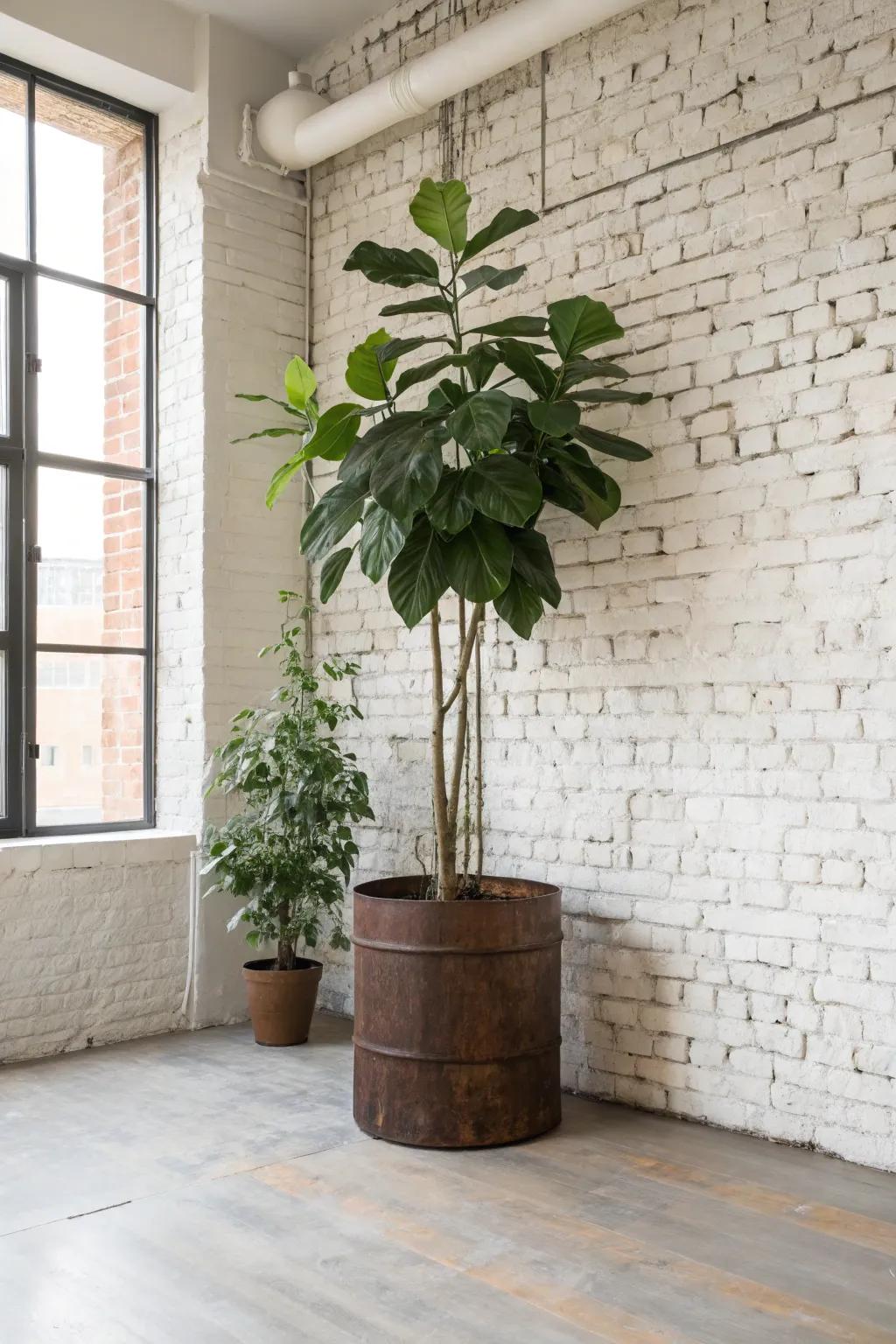 Weathered metal sleeves add an industrial edge.