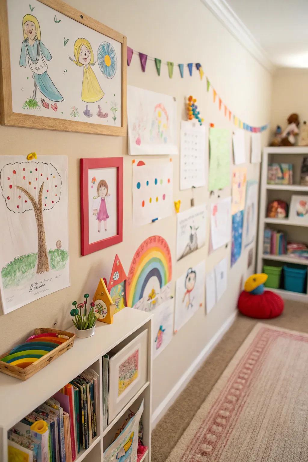 Adding children’s artwork adds color and personalization.