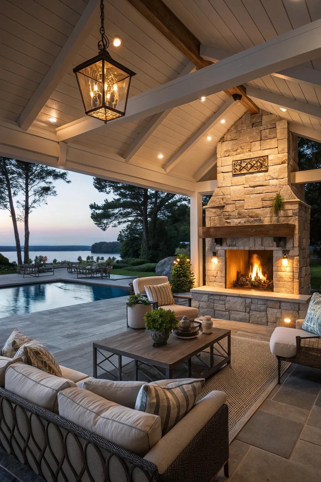 Craft a warm atmosphere with a stylish hearth