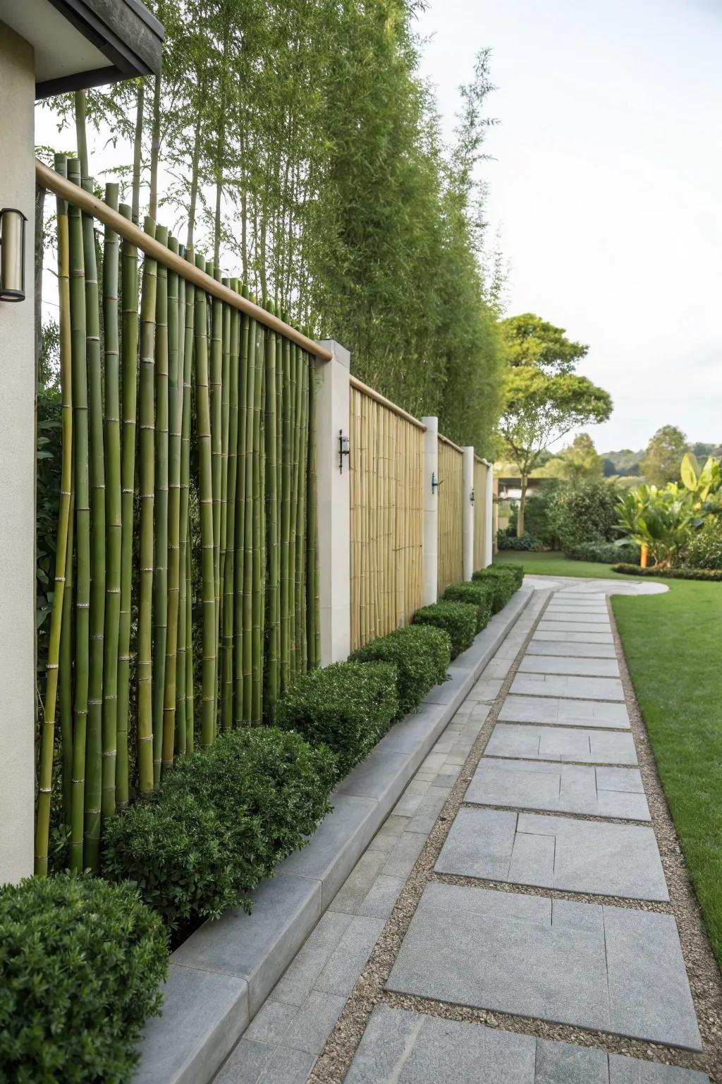 A bamboo panel offering a sustainable and stylish boundary solution.
