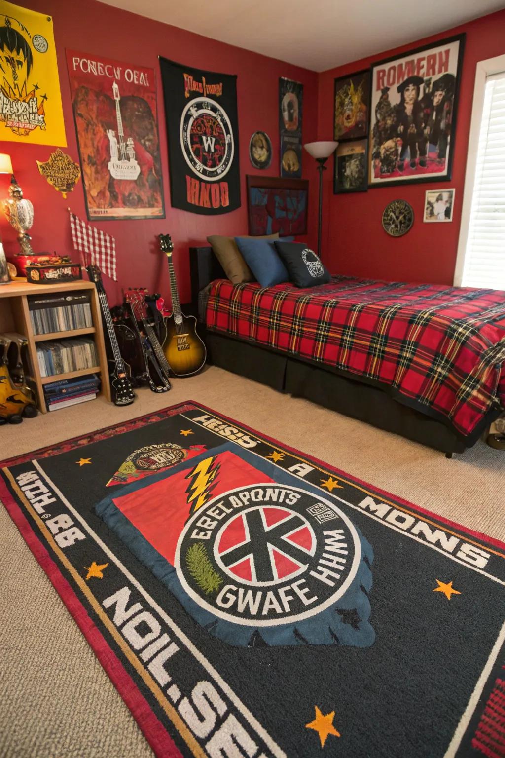 Make a style declaration with a floor covering inspired by the punk scene.