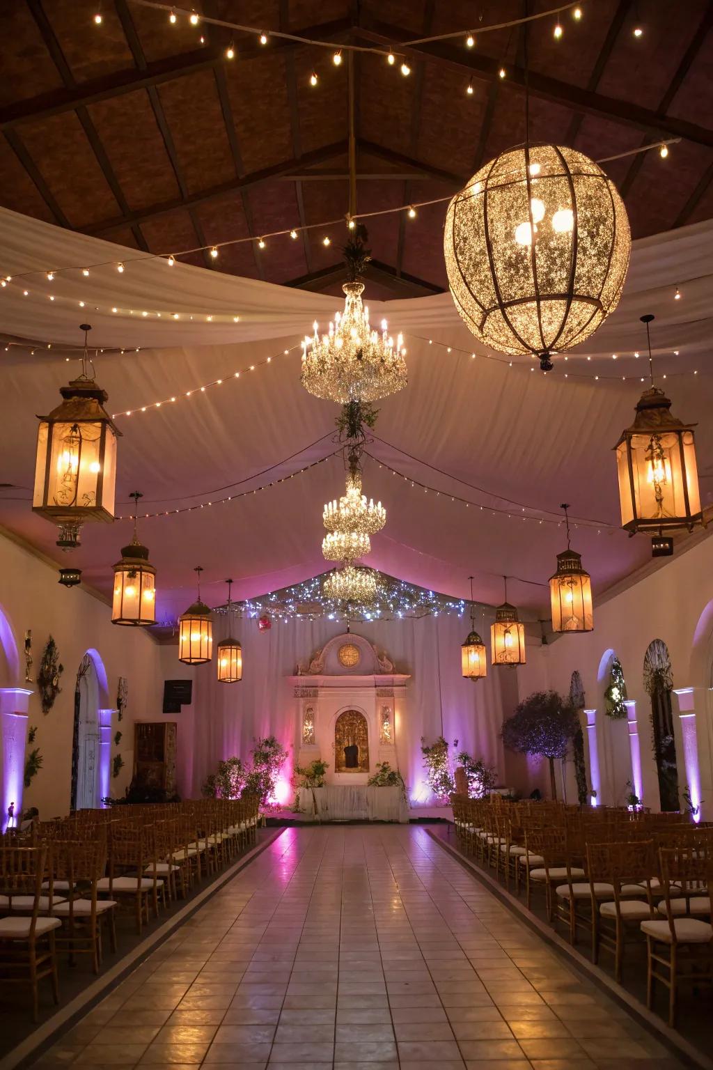 Distinct illumination adds glamour to the venue.