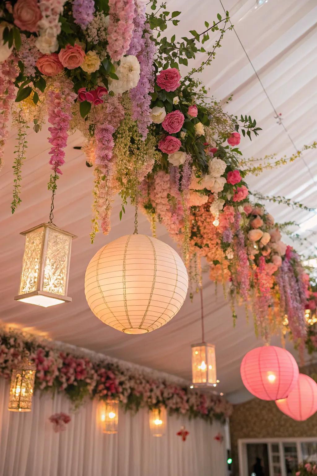 Detailed ceiling decor adds depth and visual interest.