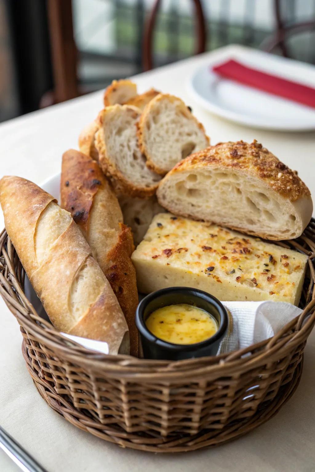 Variety of breads to go with your raclette pleasures.