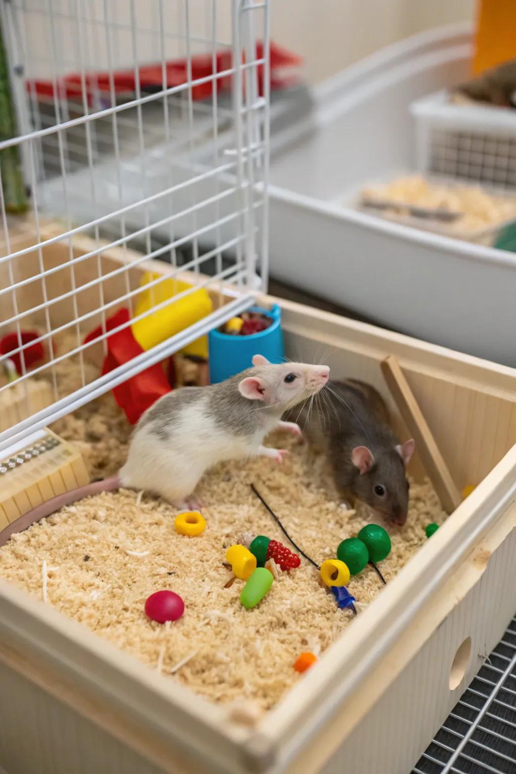 A burrowing container adds a natural element and mental stimulation