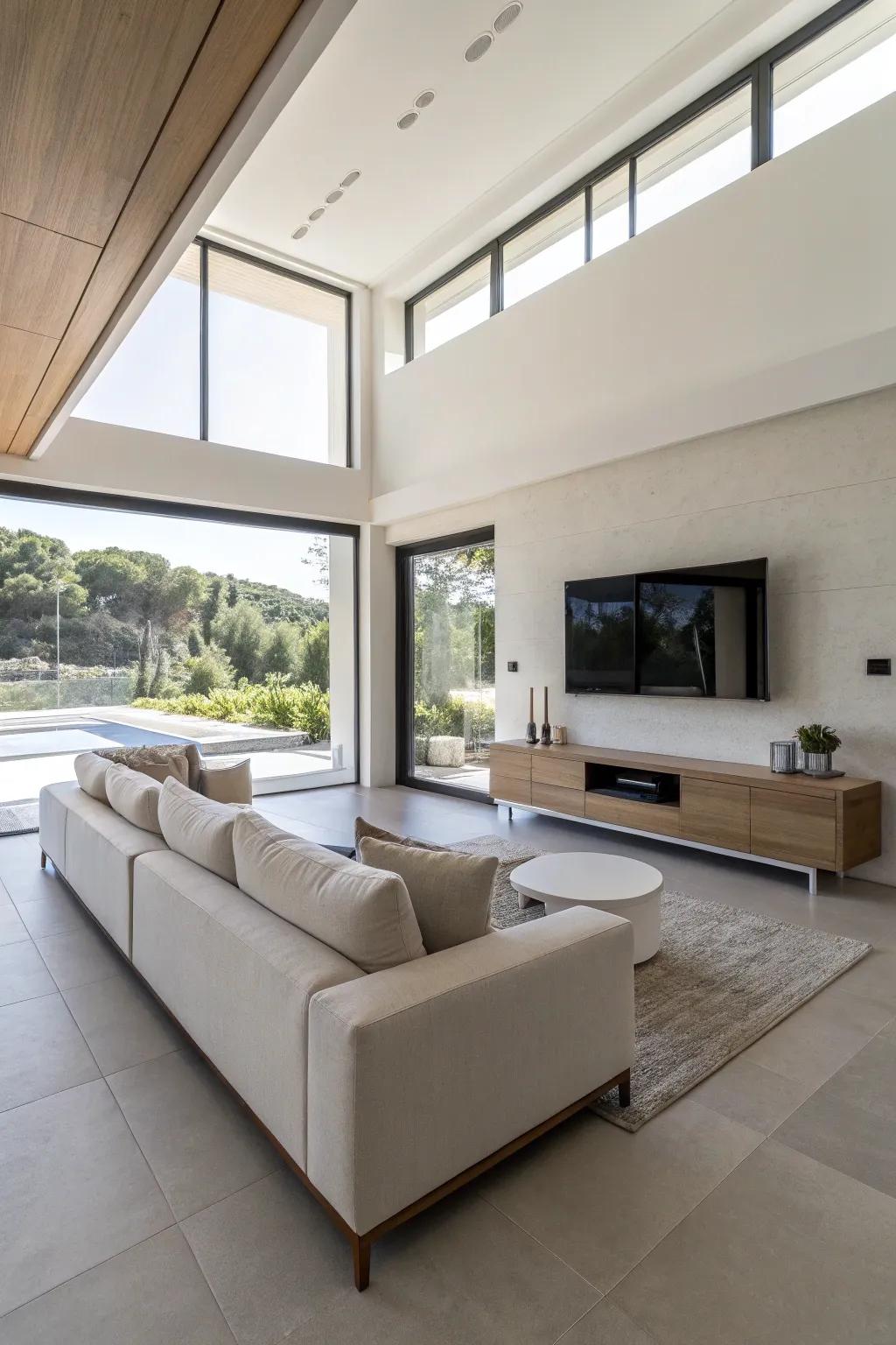 Elevated furniture evokes a spacious, breezy sensation.