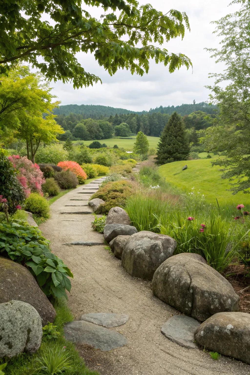 Stone routes offer a bold, natural walk through your garden.