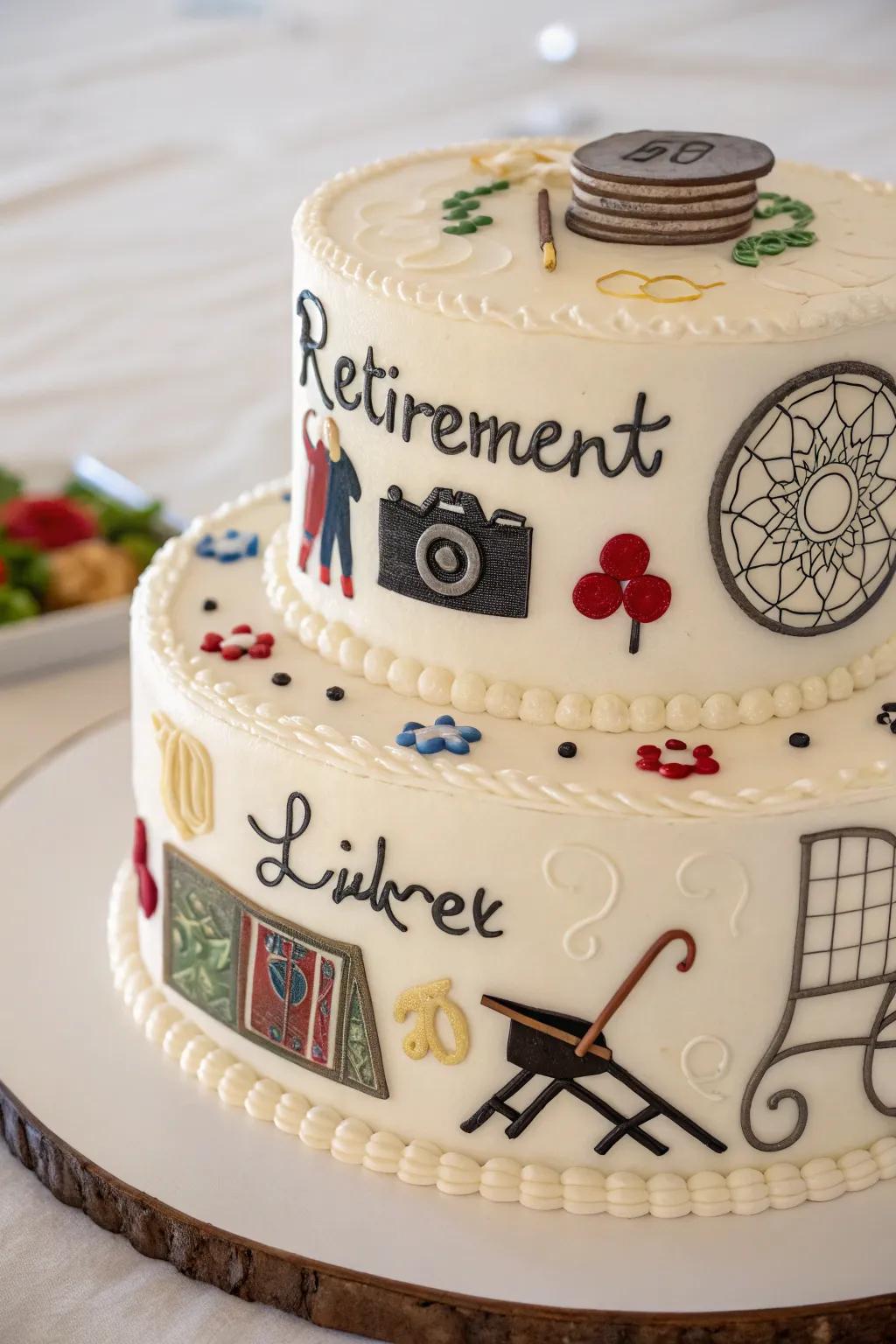 A custom cake celebrating the retiree's journey.