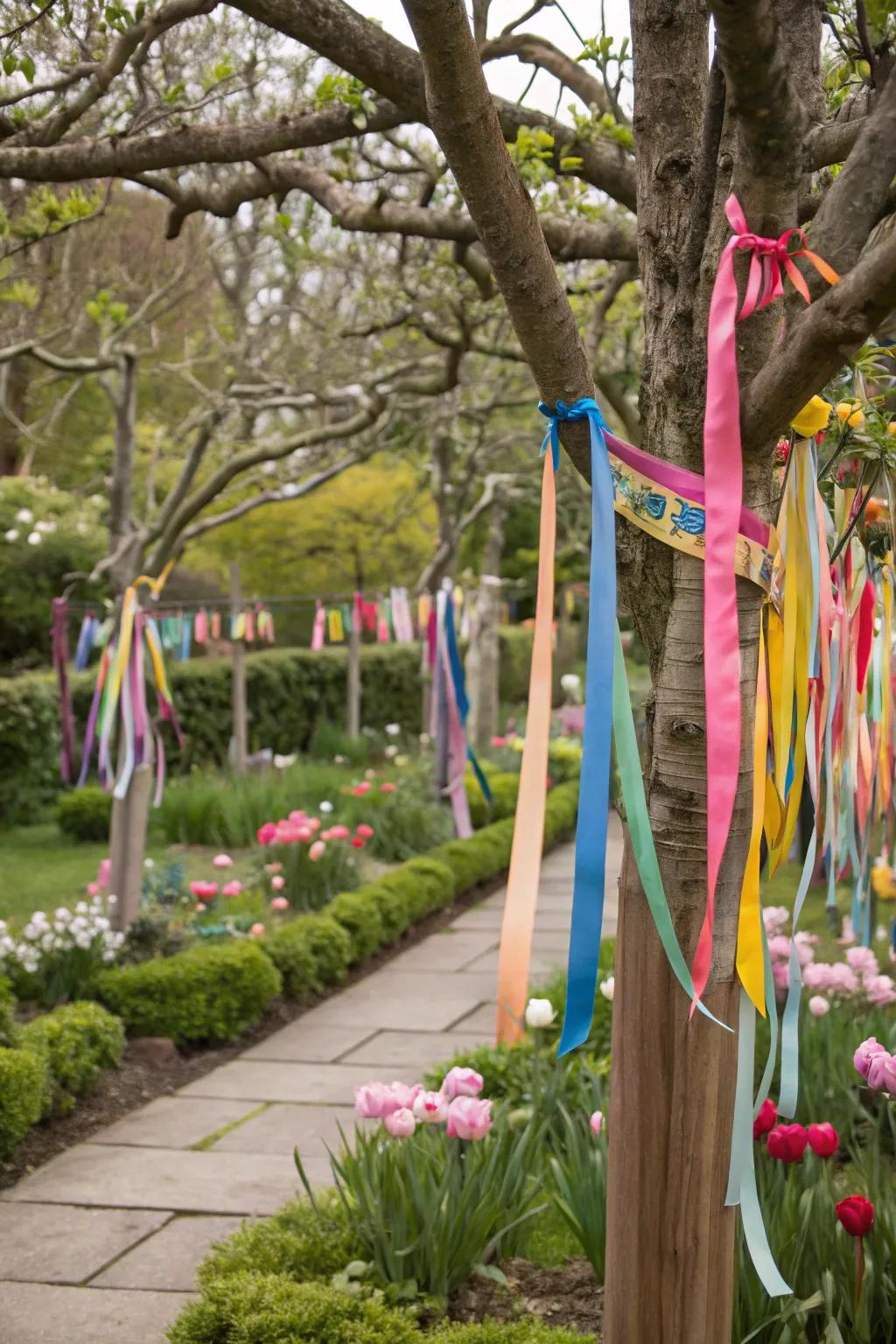 Light up your outdoor space with colorful bands.