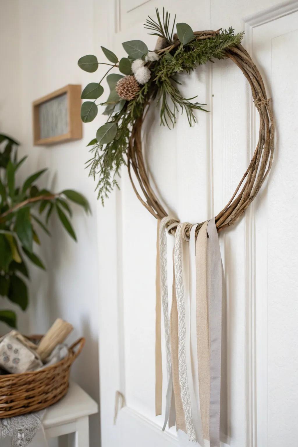 Achieve tranquility with a minimalist zen wreath.