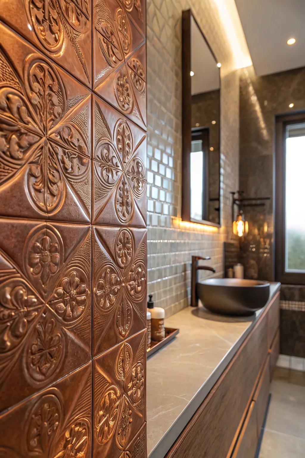 Copper tile accents will completely transform your walls.